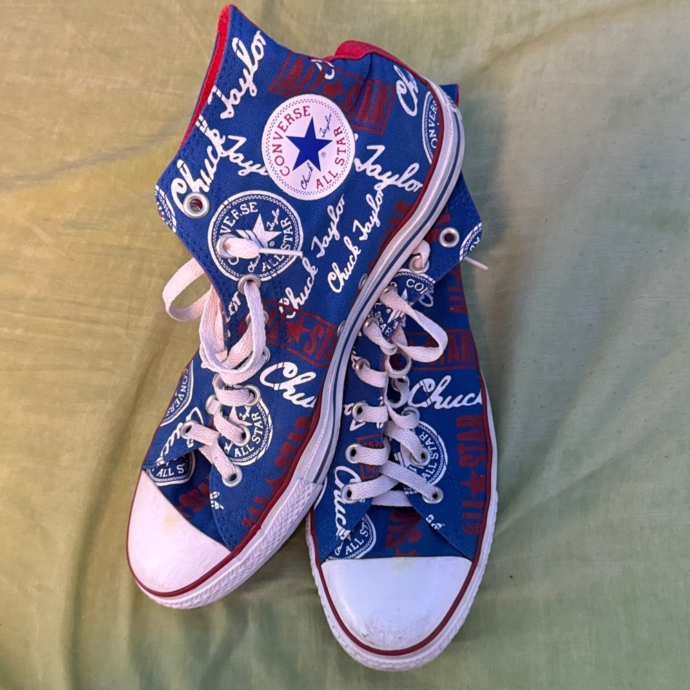Converse - 2000s Blue/Red/White Graphic High Tops - Picture 2 of 3